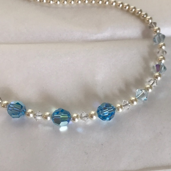 14k solid gold clasp w/genuine Swarovski crystals & Swarovski pearls - Picture 2 of 7